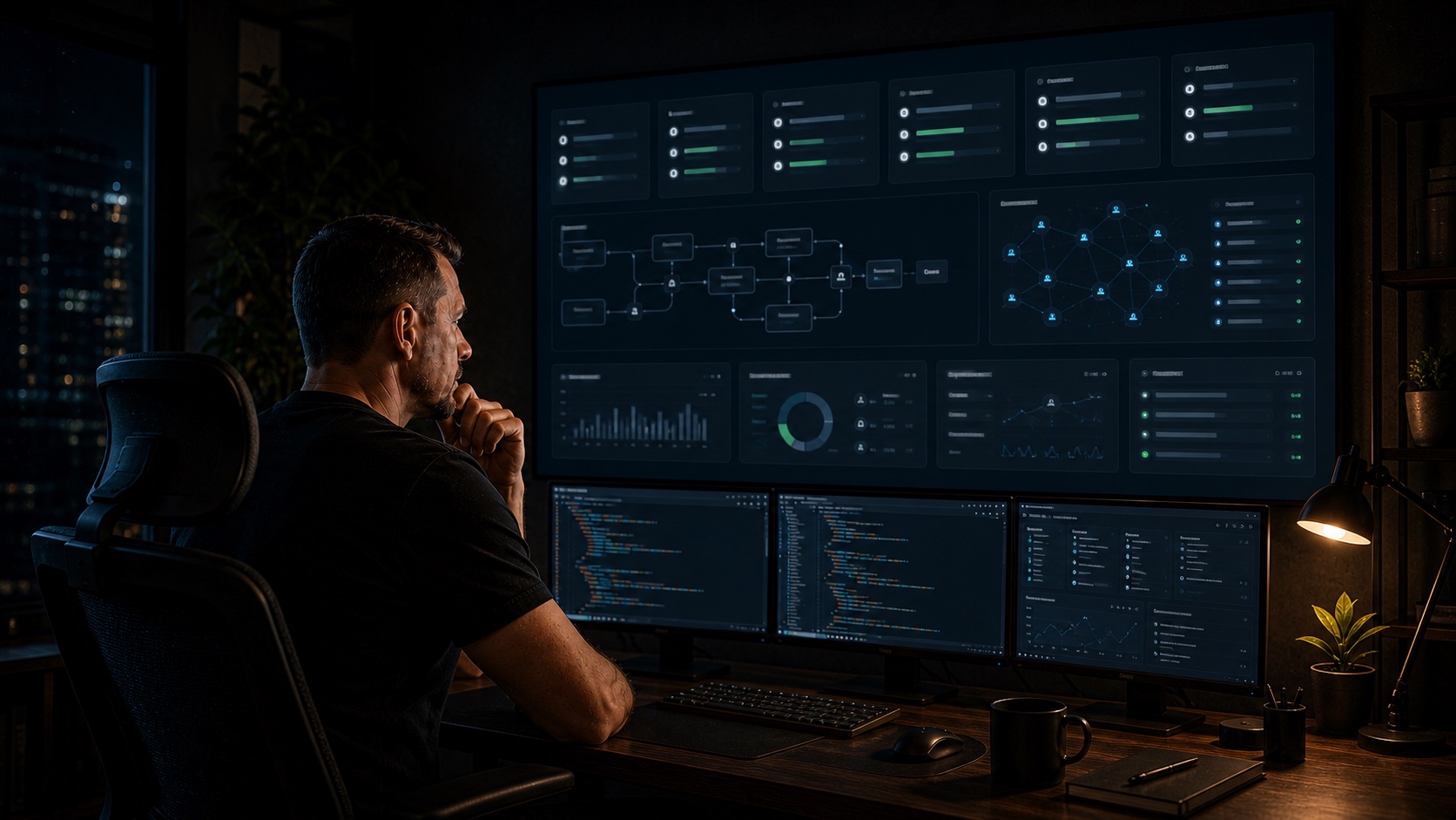 A developer orchestrating a team of specialized AI agents